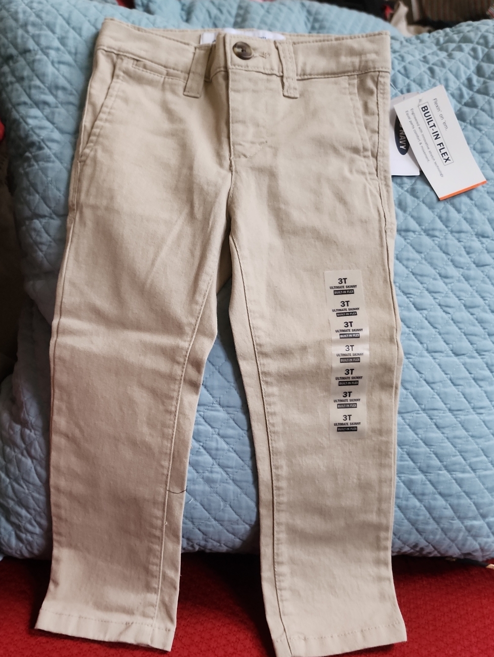 Nwt 3T Old Navy Khaki Adjustable Waist Ultimate Skinny Straight-Leg Kids Pants